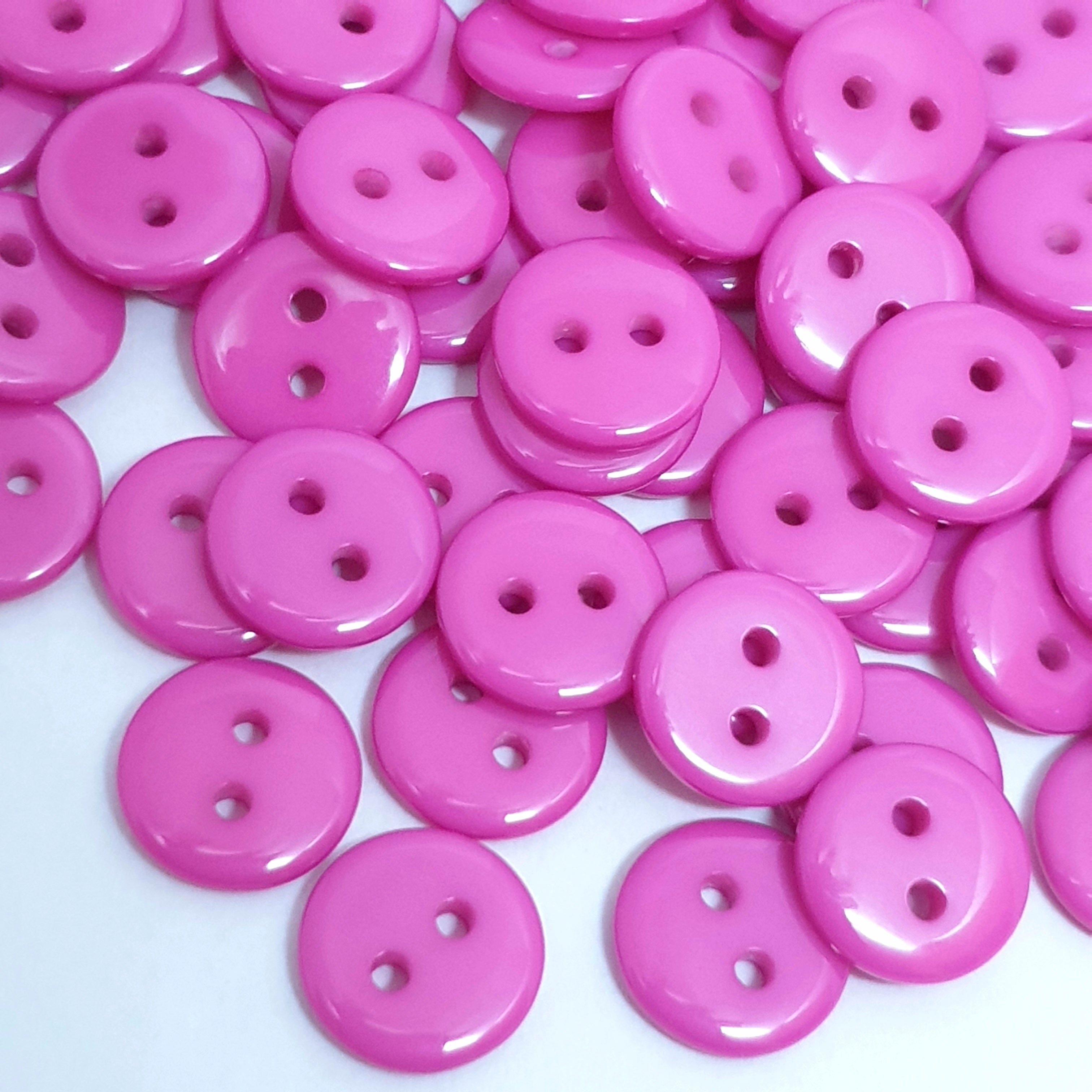 MajorCrafts 120pcs 10mm Hot Pink 2 Holes Small Round Resin Sewing Buttons B6