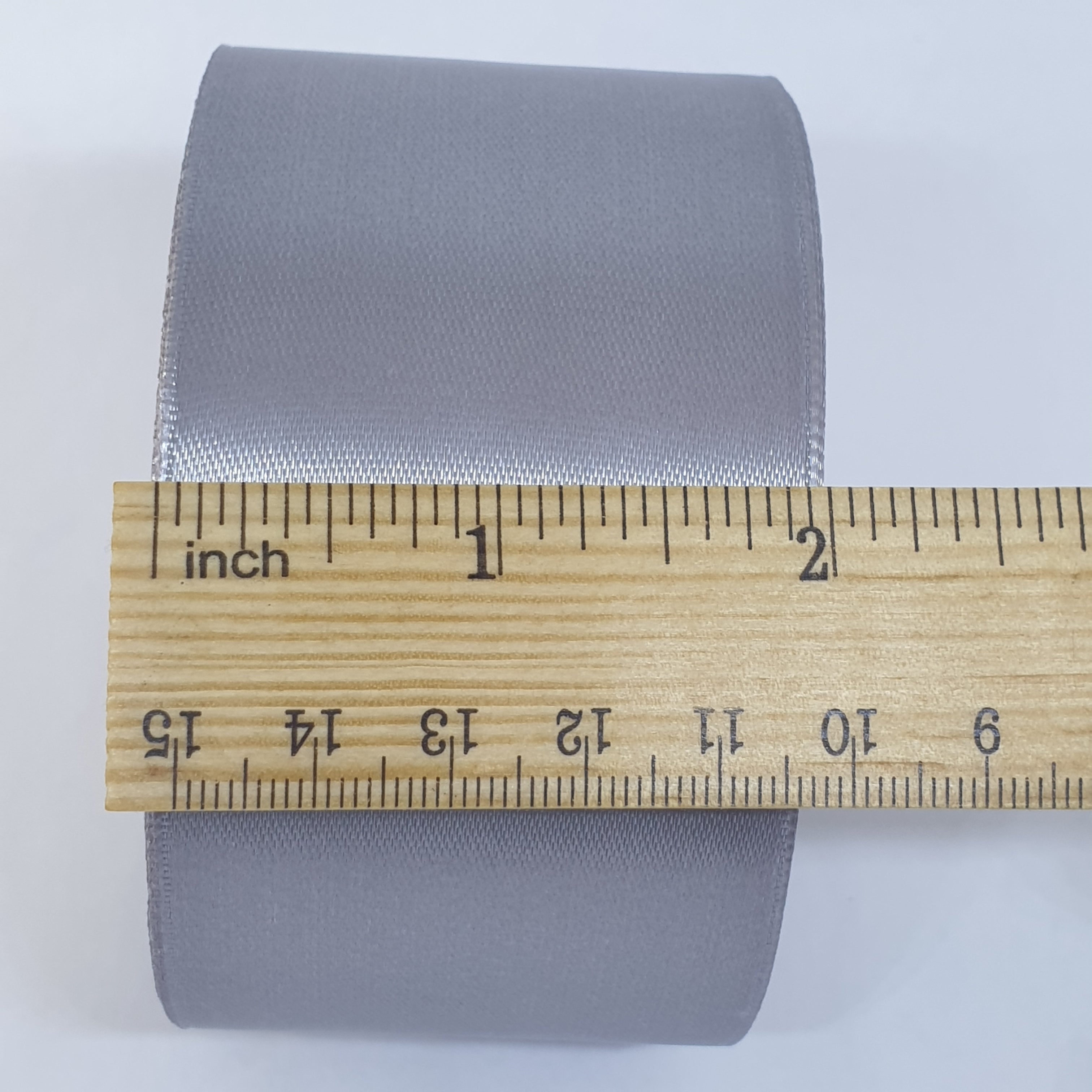 MajorCrafts 50mm 22metres Light Grey Silver Single Sided Satin Fabric Ribbon Roll R59