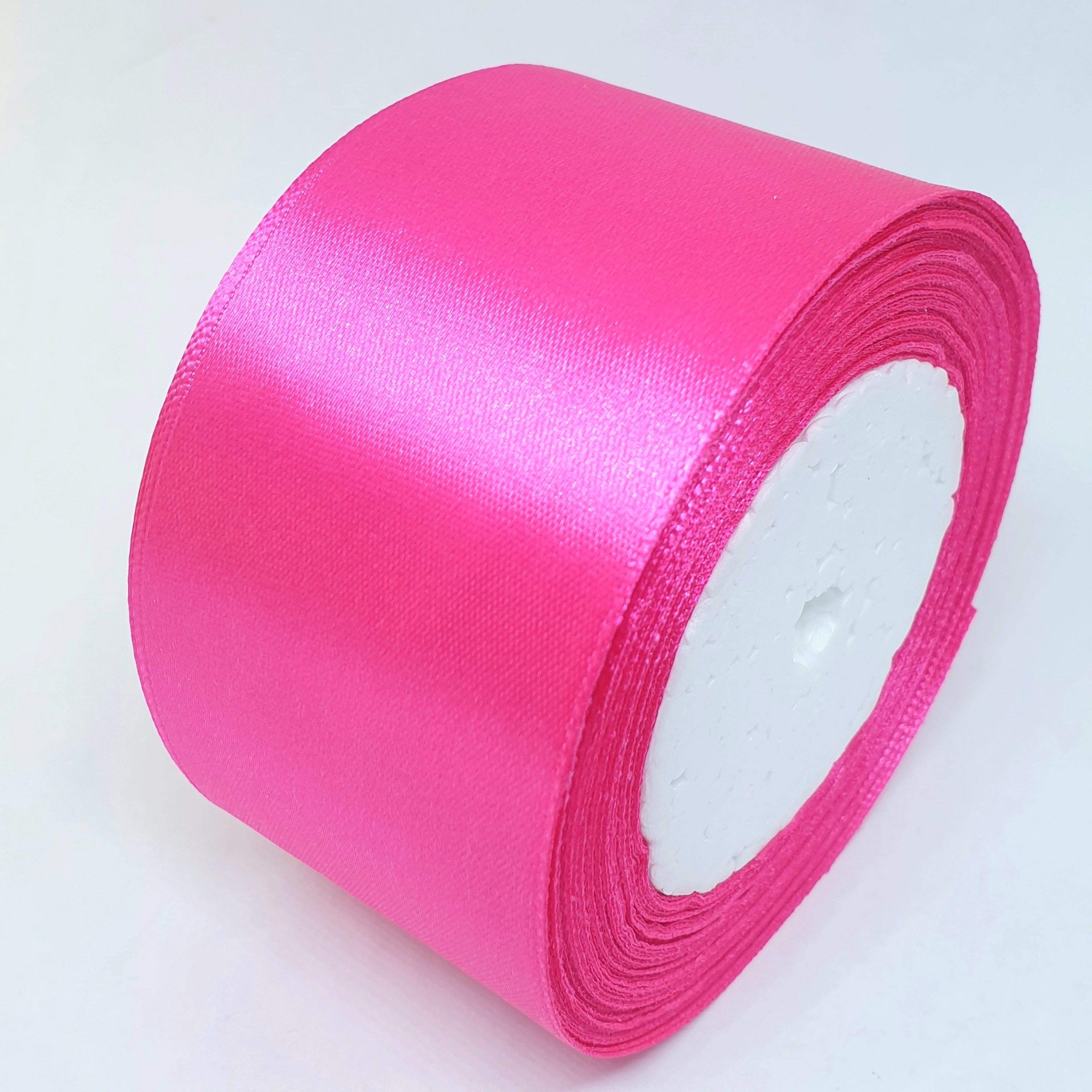 MajorCrafts 50mm 22metres Magenta Pink Single Sided Satin Fabric Ribbon Roll R14