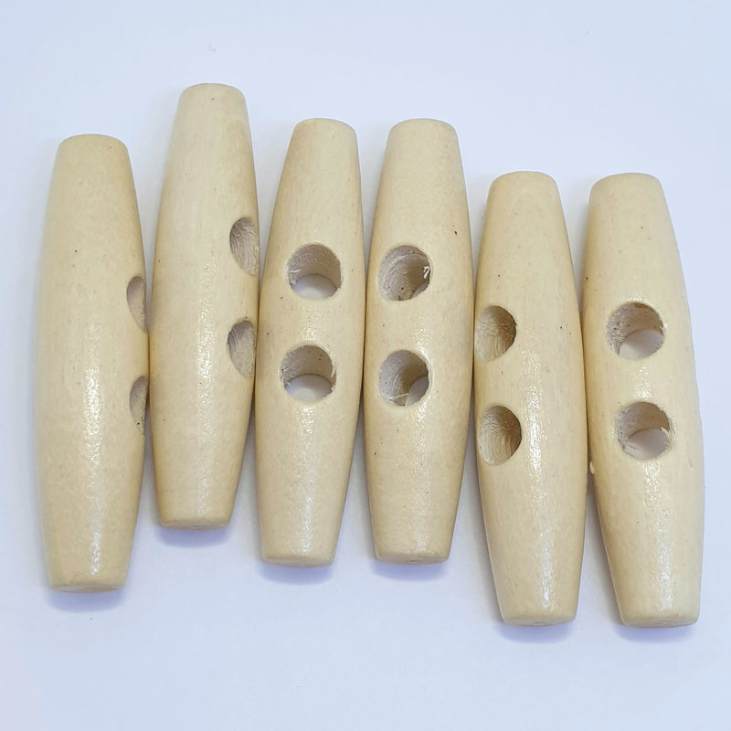 MajorCrafts 16pcs 40mm Light Brown 2 Holes Large Sewing Oval Toggle Wooden Buttons