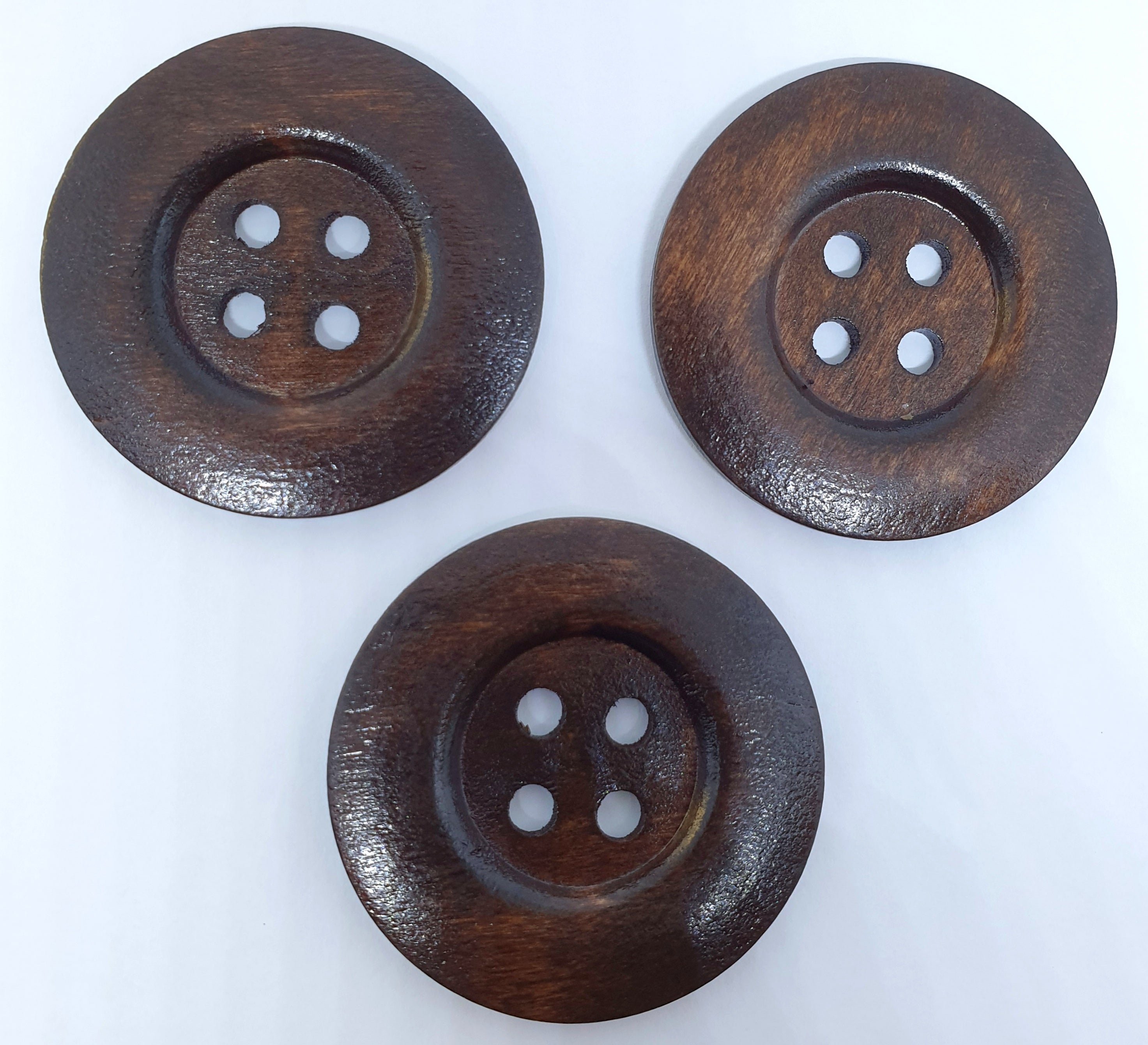 MajorCrafts 10pcs 50mm Dark Brown Round 4 Holes Large Wooden Sewing Buttons