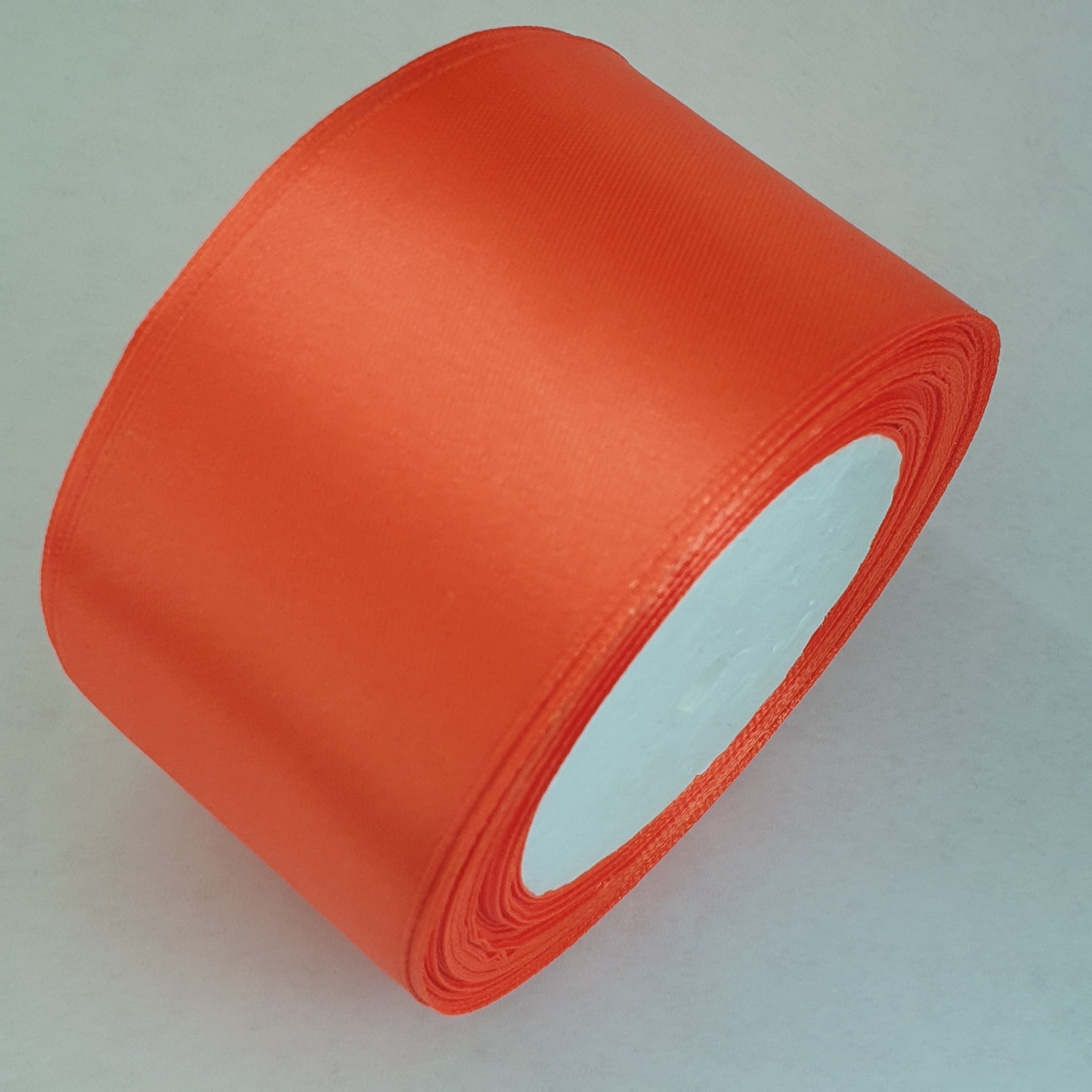 MajorCrafts 50mm 22metres Deep Orange Single Sided Satin Fabric Ribbon Roll R25
