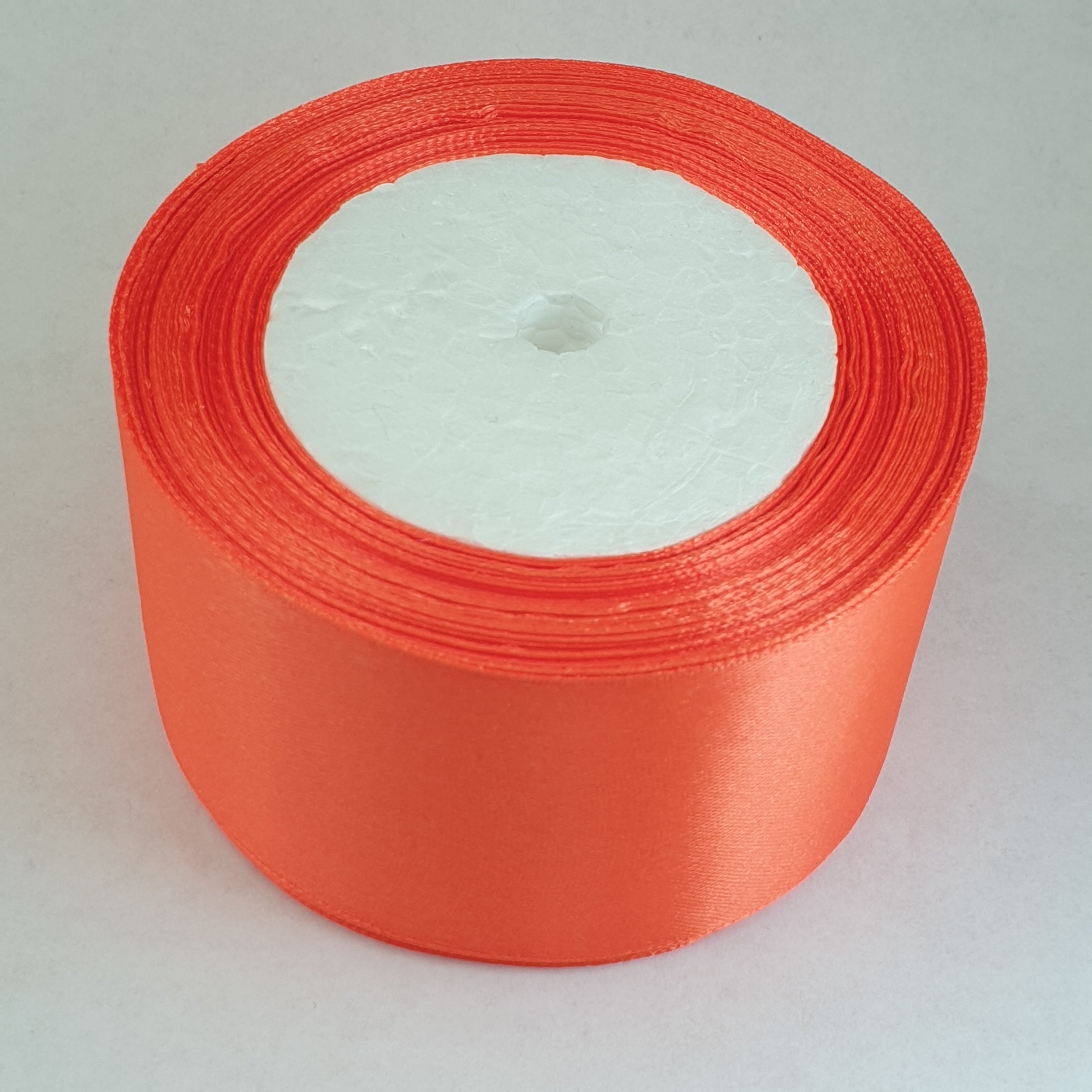 MajorCrafts 50mm 22metres Deep Orange Single Sided Satin Fabric Ribbon Roll R25