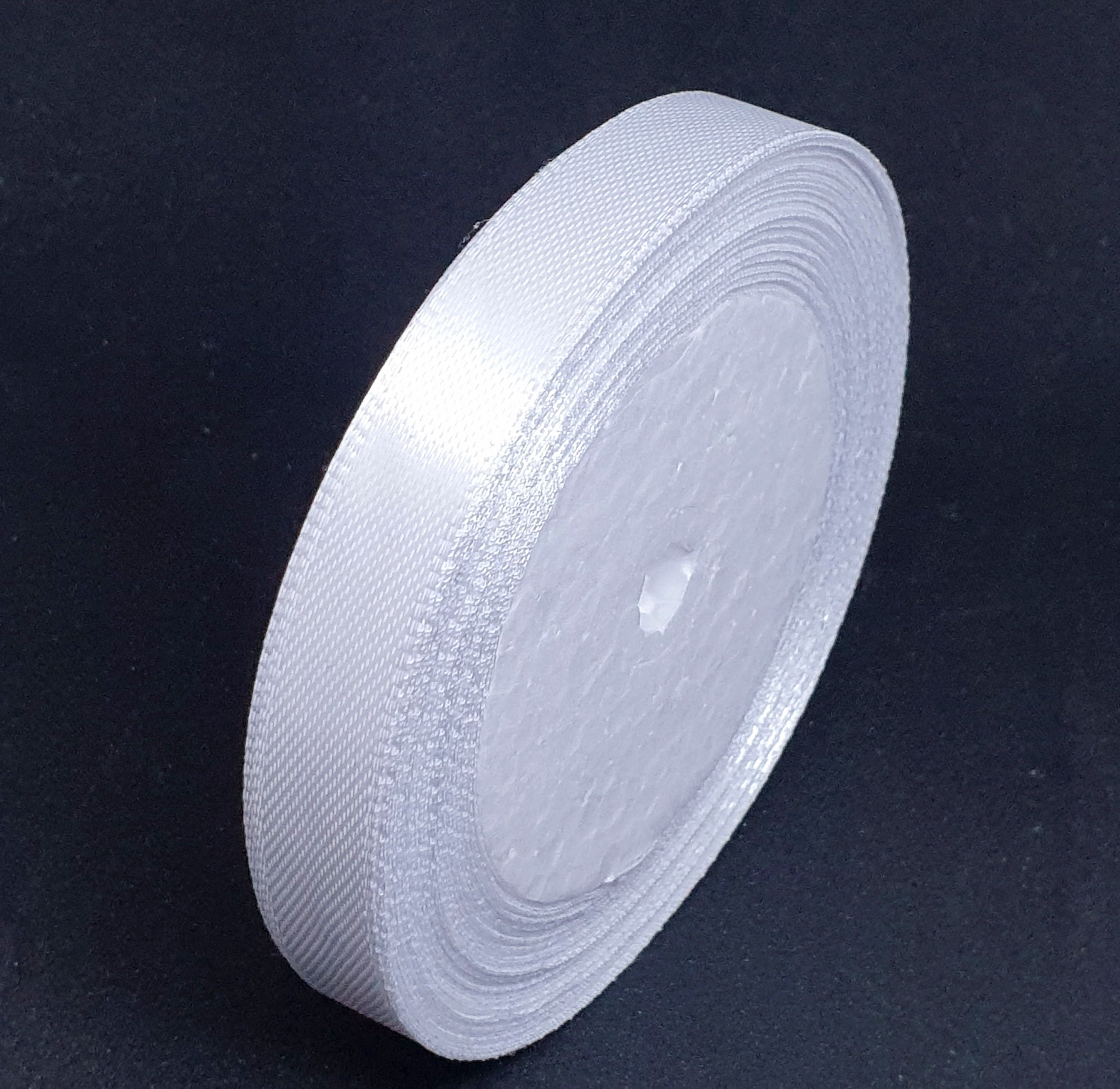 MajorCrafts 10mm 22metres White Single Sided Satin Fabric Ribbon Roll R01