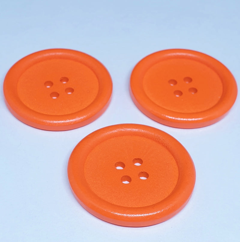 MajorCrafts 12pcs 30mm Orange Round 4 Holes Large Wooden Sewing Buttons