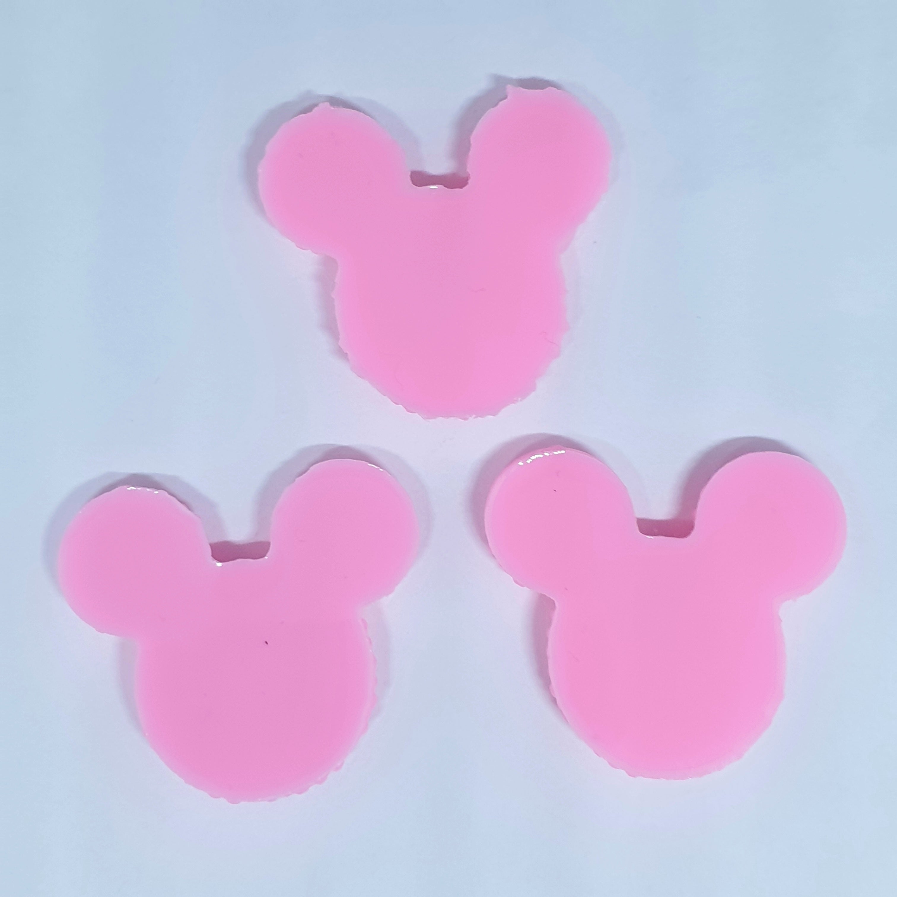 MajorCrafts 8pcs 30mm x 35mm Candy Pink Flat Back Large Resin Mouse Head Glitter Rhinestones M34