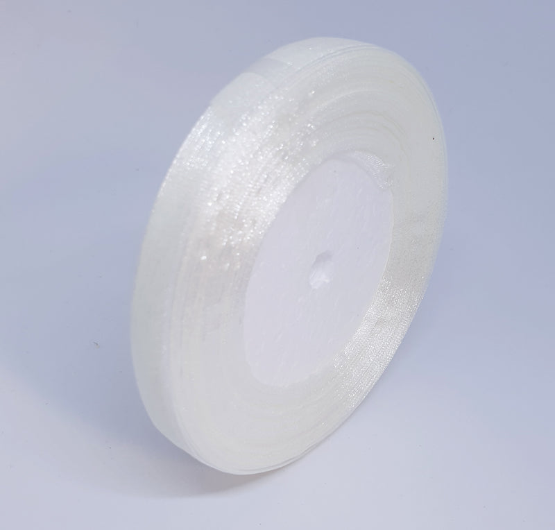 MajorCrafts 10mm 45metres White Sheer Organza Fabric Ribbon Roll R01
