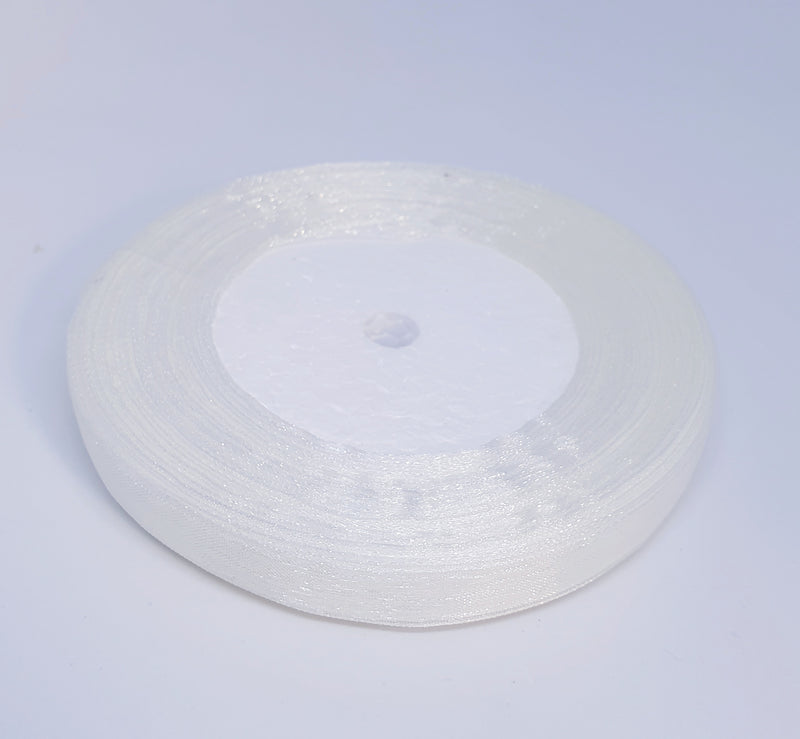 MajorCrafts 10mm 45metres White Sheer Organza Fabric Ribbon Roll R01
