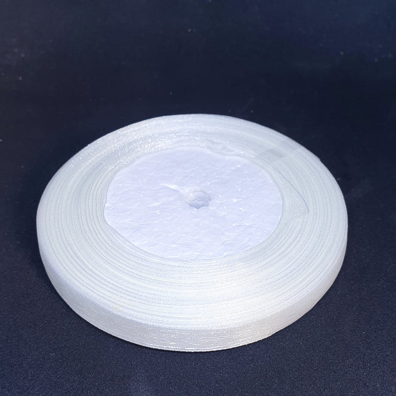 MajorCrafts 10mm 45metres White Sheer Organza Fabric Ribbon Roll R01