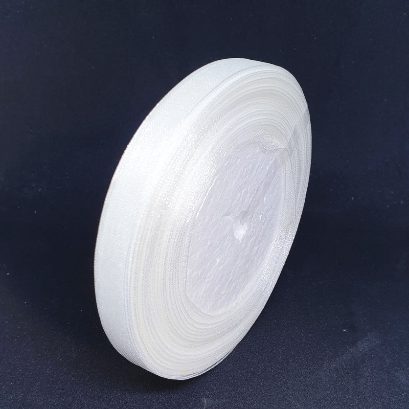 MajorCrafts 10mm 45metres White Sheer Organza Fabric Ribbon Roll R01