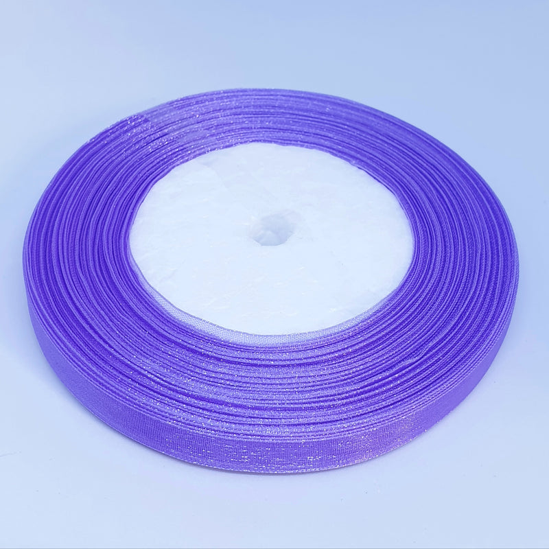 MajorCrafts 10mm 45metres Iris Purple Sheer Organza Fabric Ribbon Roll R69