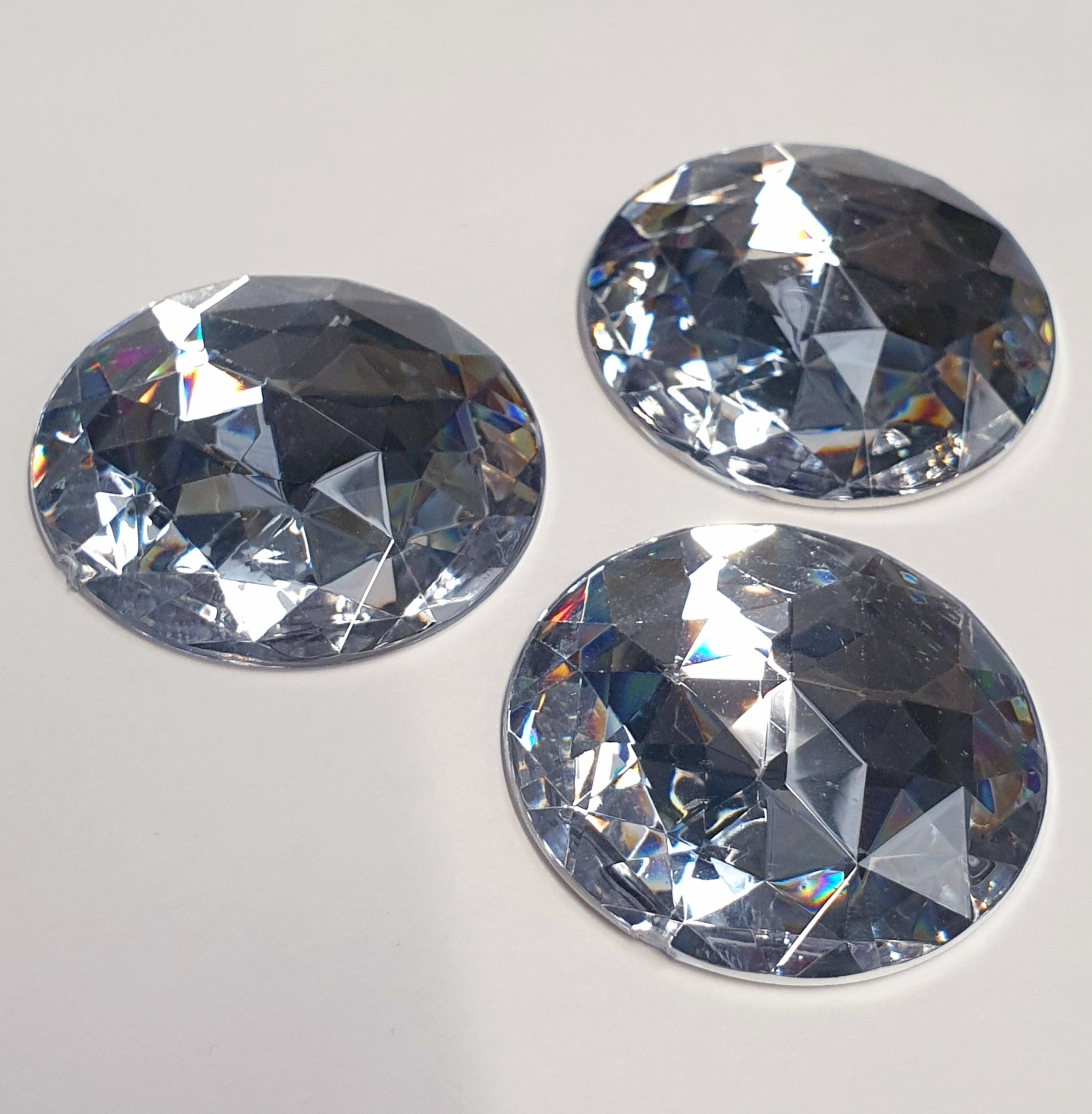 MajorCrafts 12pcs 30mm Crystal Clear Star Facets Flat Back Large Round Acrylic Rhinestones A01
