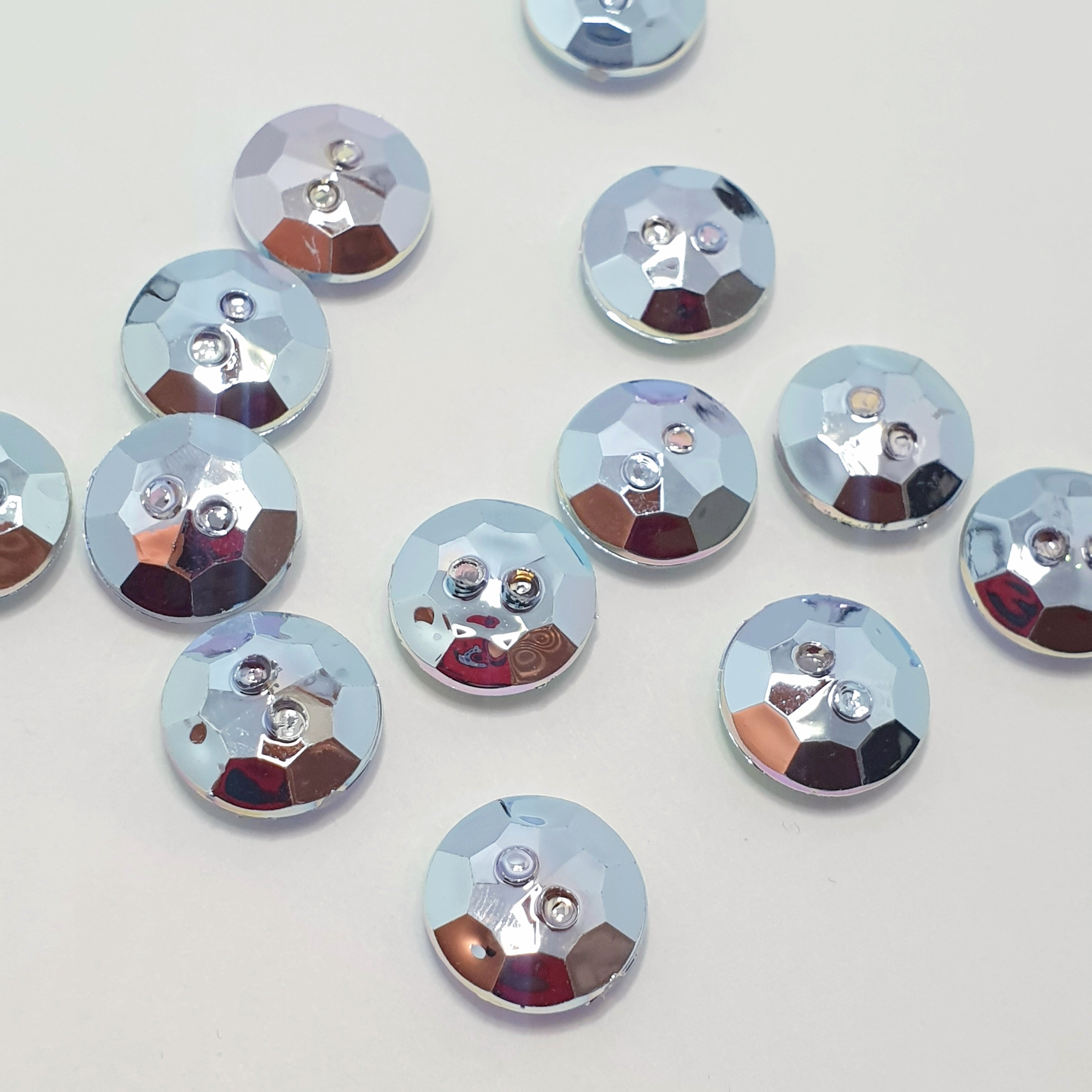 MajorCrafts 20pcs 13.5mm Crystal AB Faceted 2 Holes Round Acrylic Sewing Buttons