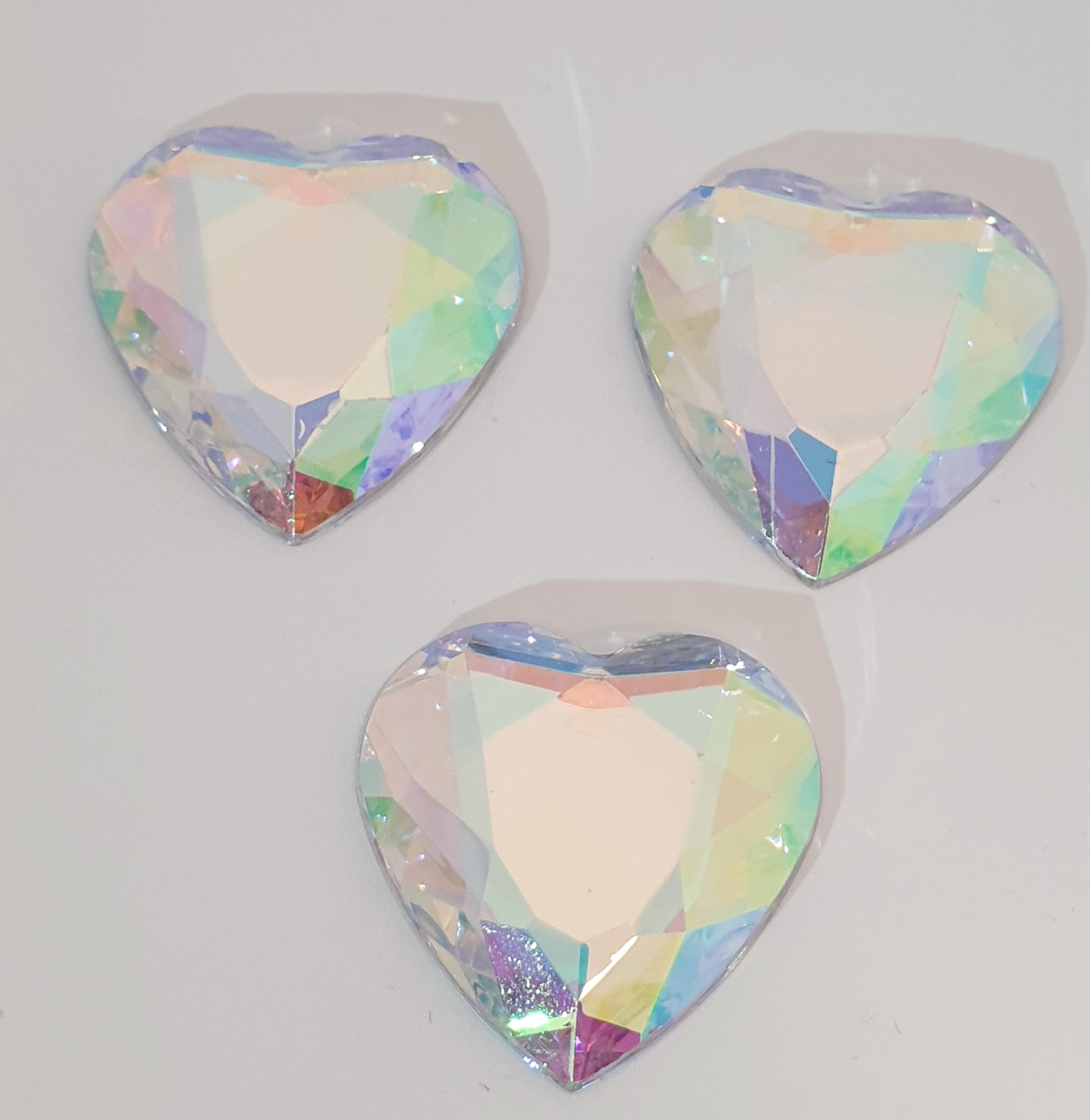 MajorCrafts 12pcs 30mm Crystal AB Flat Back Large Heart Acrylic Rhinestones