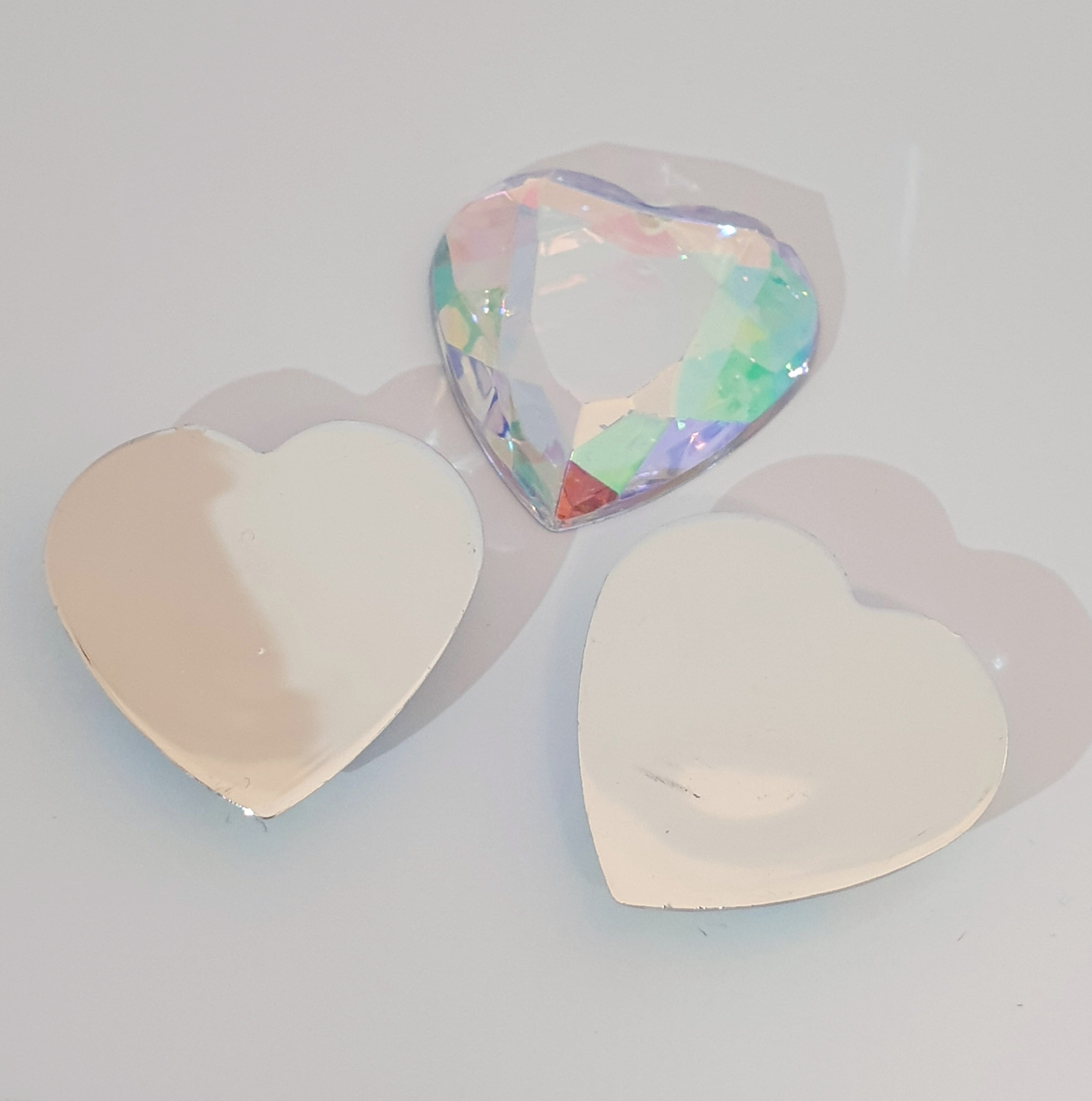 MajorCrafts 12pcs 30mm Crystal AB Flat Back Large Heart Acrylic Rhinestones
