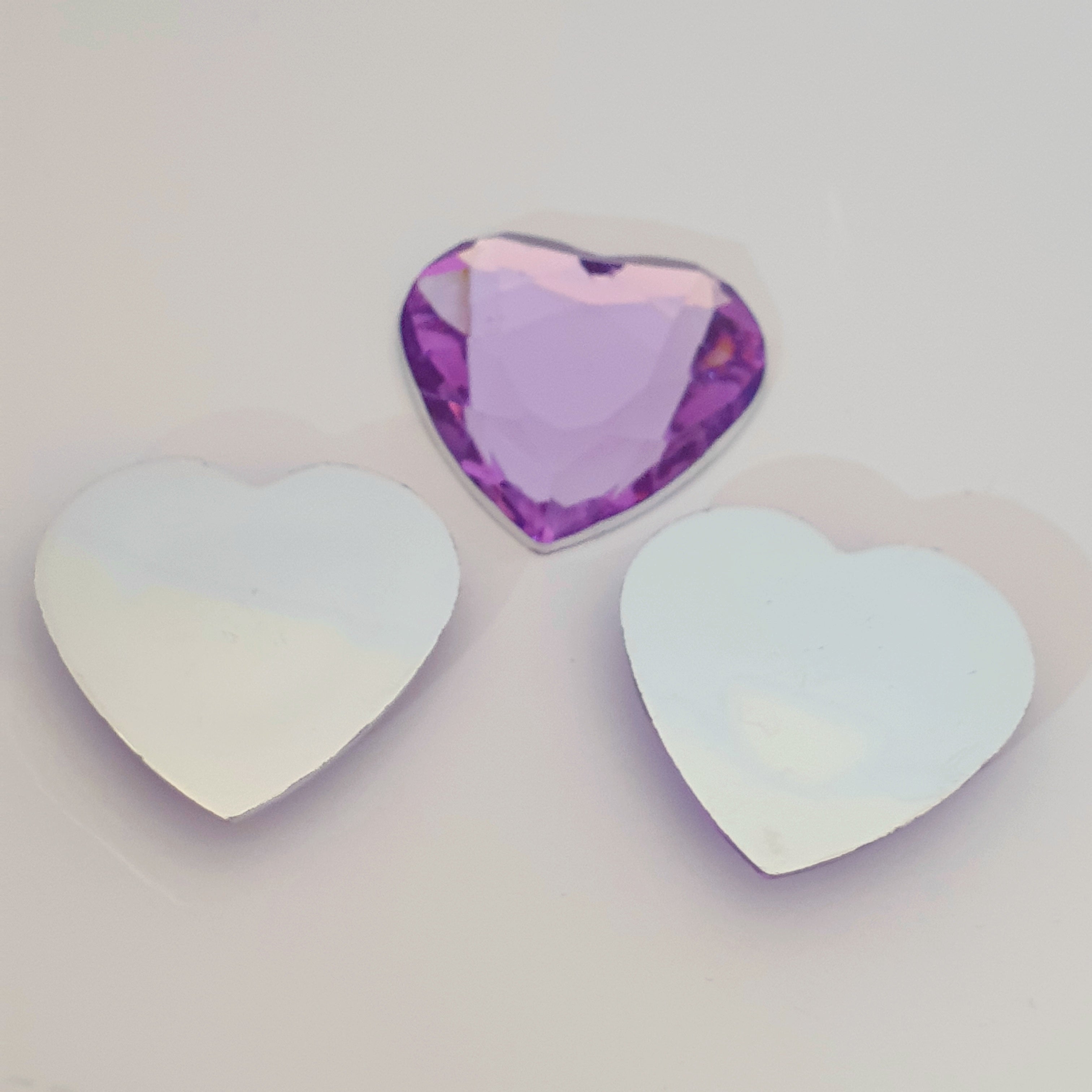 MajorCrafts 12pcs 30mm Lilac Purple Flat Back Large Heart Acrylic Rhinestones