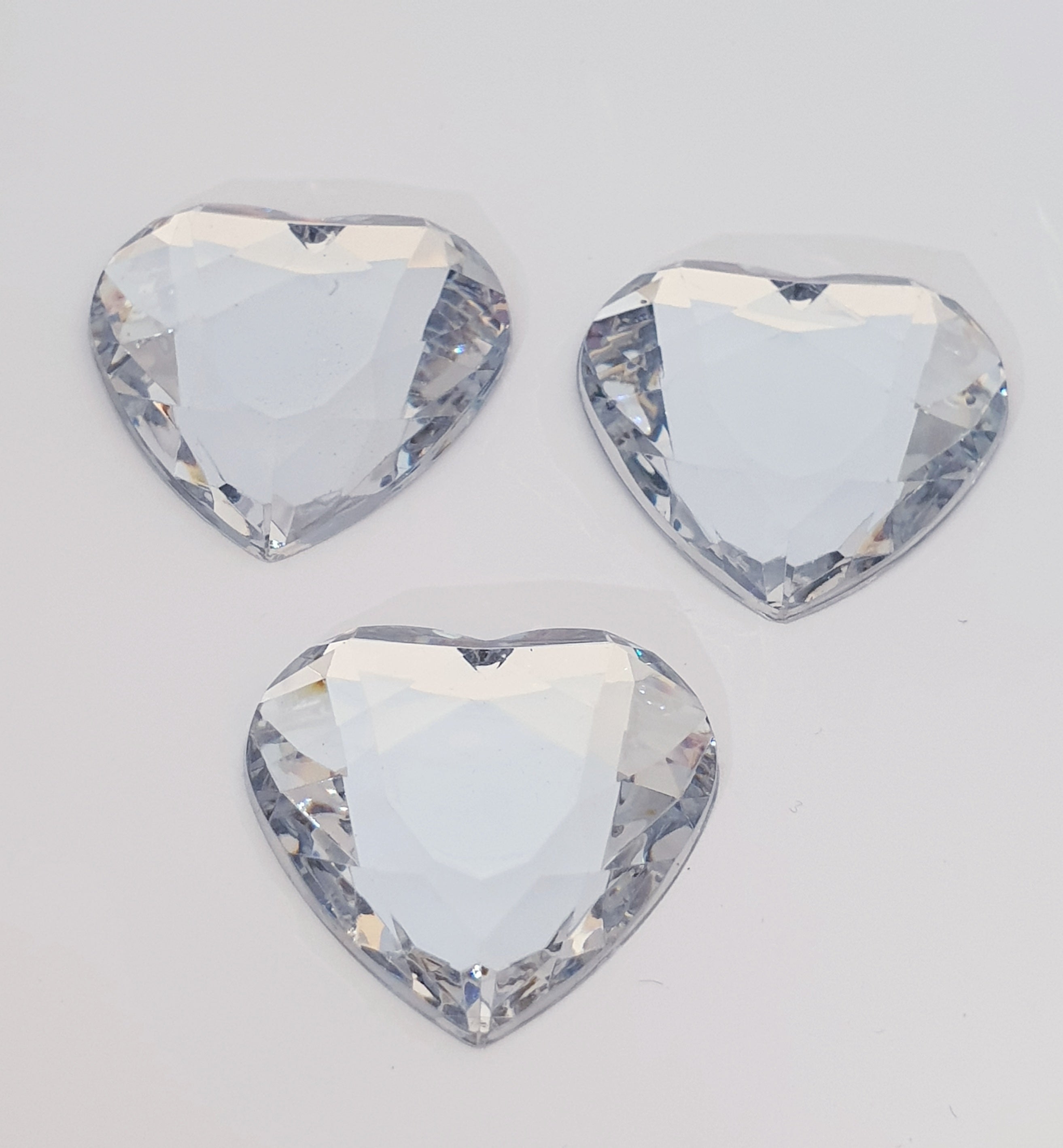 MajorCrafts 12pcs 30mm Crystal Clear Flat Back Large Heart Acrylic Rhinestones