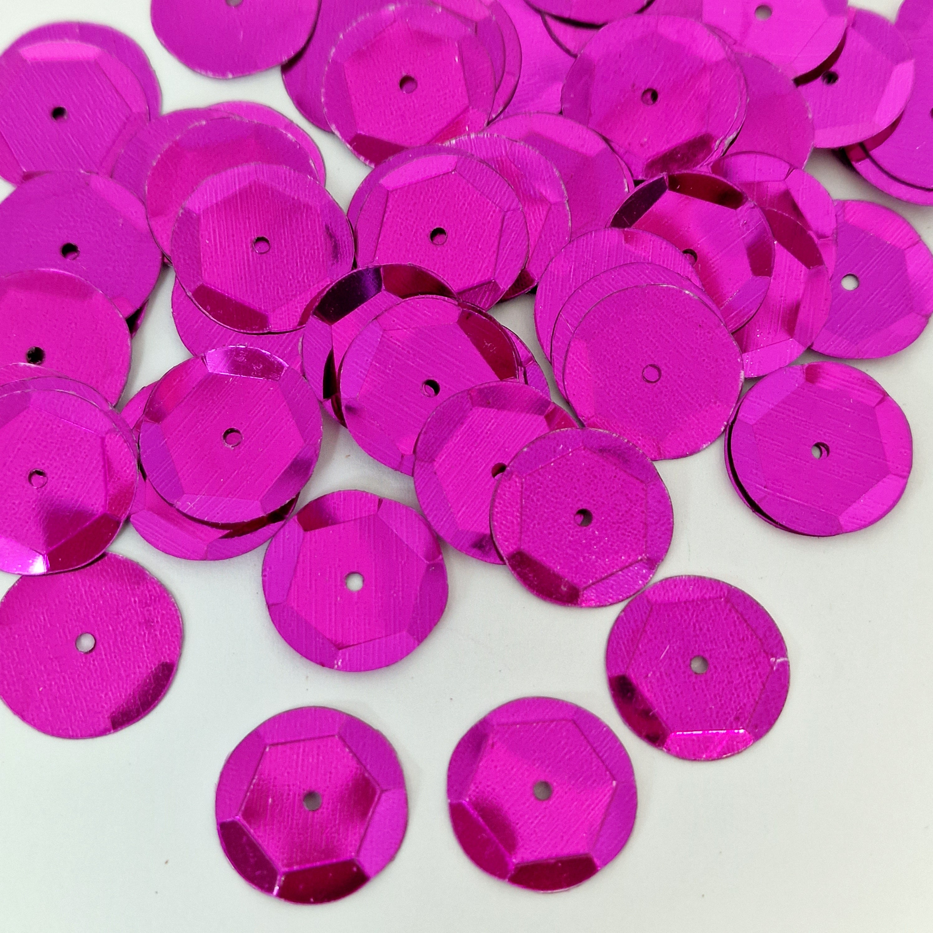 MajorCrafts 40grams 15mm Dark Pink Large Round Sew-On Cup Sequins