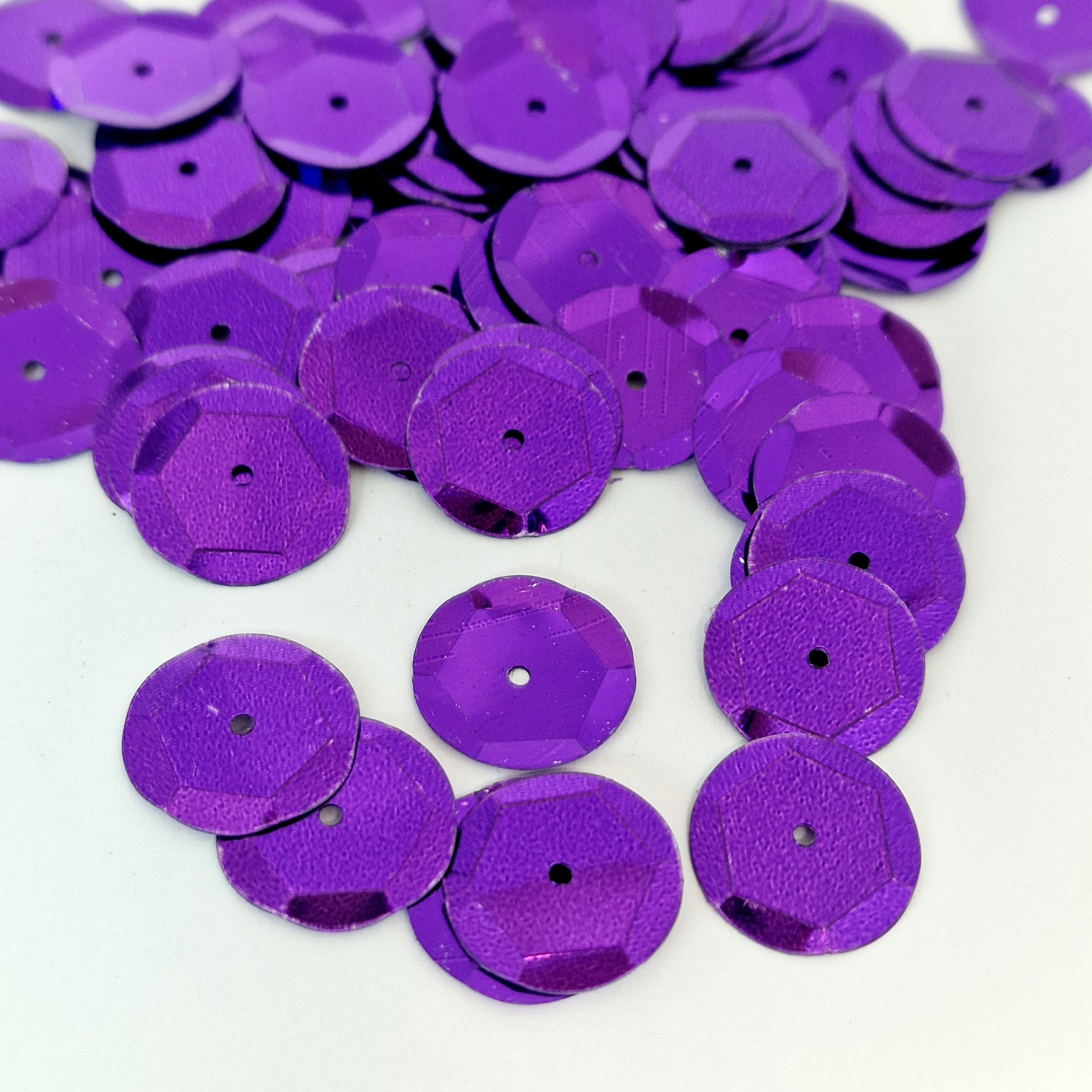 MajorCrafts 40grams 15mm Royal Purple Large Round Sew-On Cup Sequins