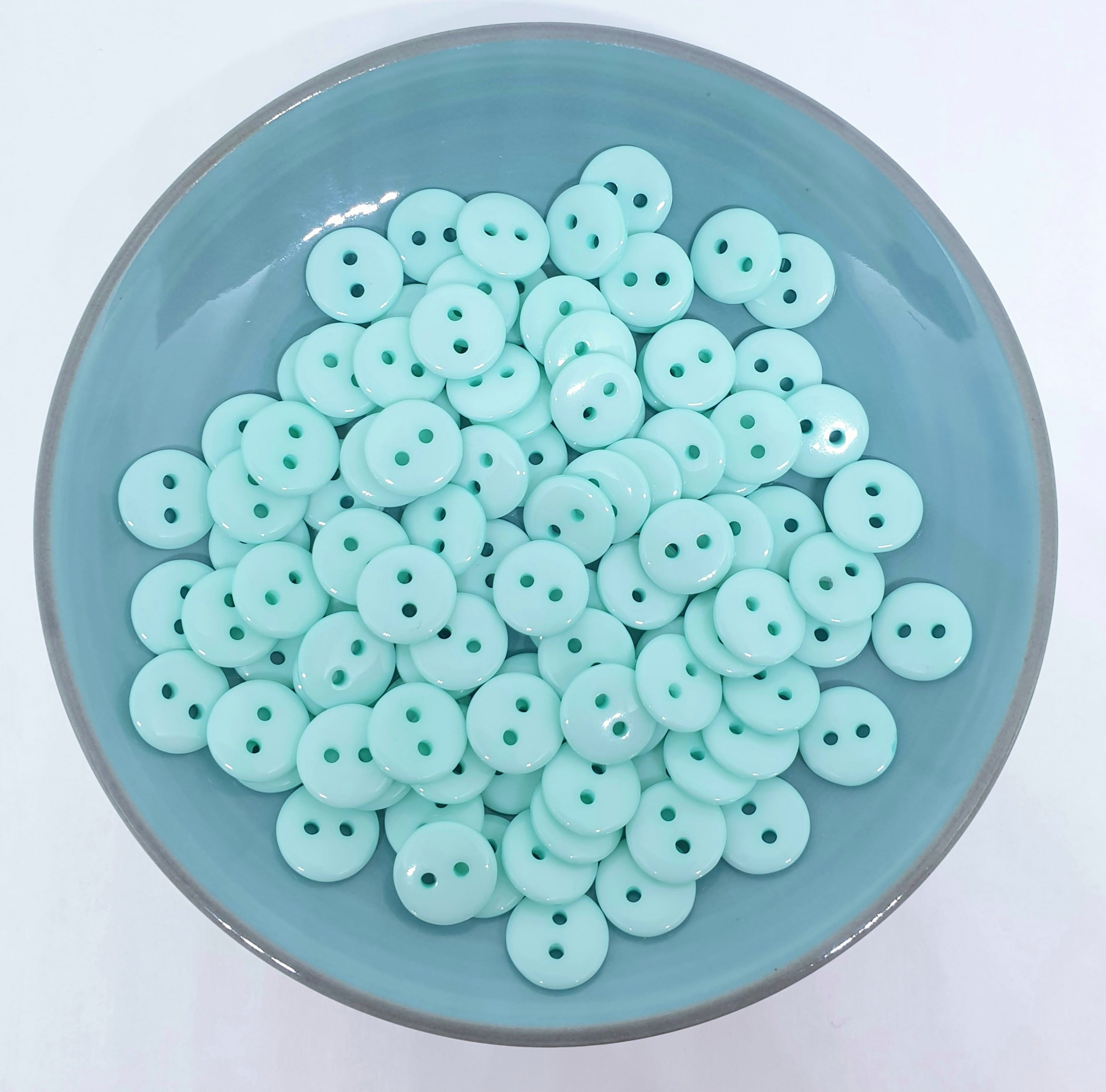 MajorCrafts 120pcs 10mm Aquamarine Blue 2 Holes Small Round Resin Sewing Buttons B20