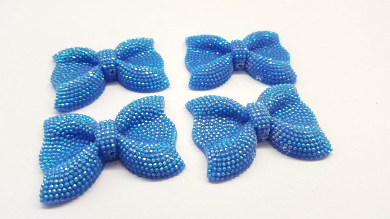 MajorCrafts 3pcs 54mm x 42mm Light Blue Flat Back Large Chunky Resin Rhinestone Bows C20