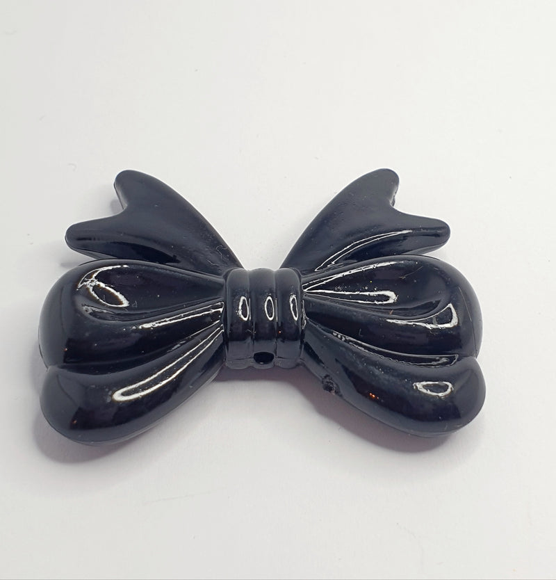 MajorCrafts 4pcs Glossy Black 46mm x 36mm Large 3D Acrylic Bows D22
