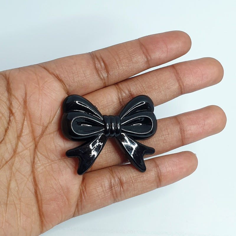 MajorCrafts 4pcs Glossy Black 46mm x 36mm Large 3D Acrylic Bows D22