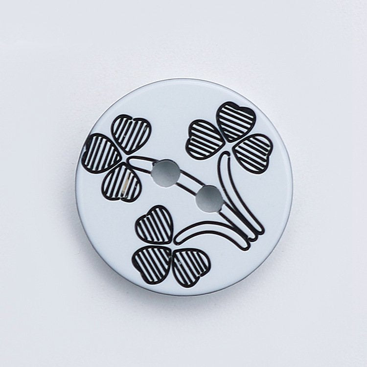 MajorCrafts 48pcs 12.5mm Black & White Flowers 2 Holes Small Round Resin Sewing Buttons B22