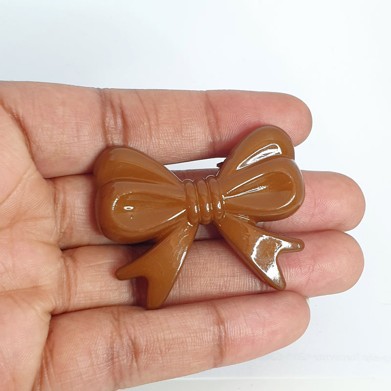MajorCrafts 4pcs Brown 46mm x 36mm Large 3D Acrylic Bows D23