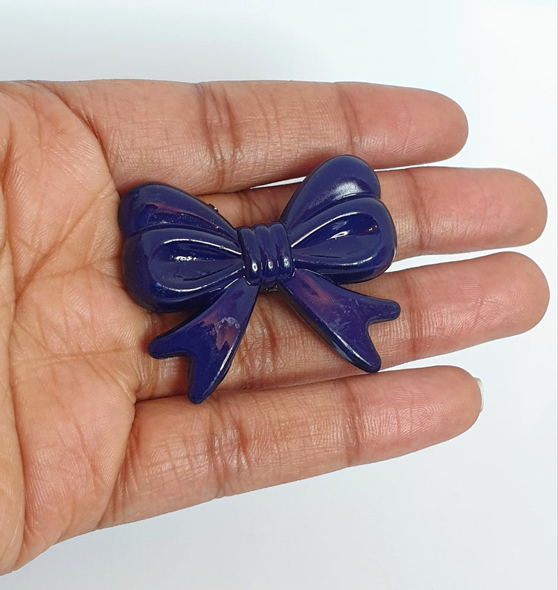 MajorCrafts 4pcs Navy Blue 46mm x 36mm Large 3D Acrylic Bows D24