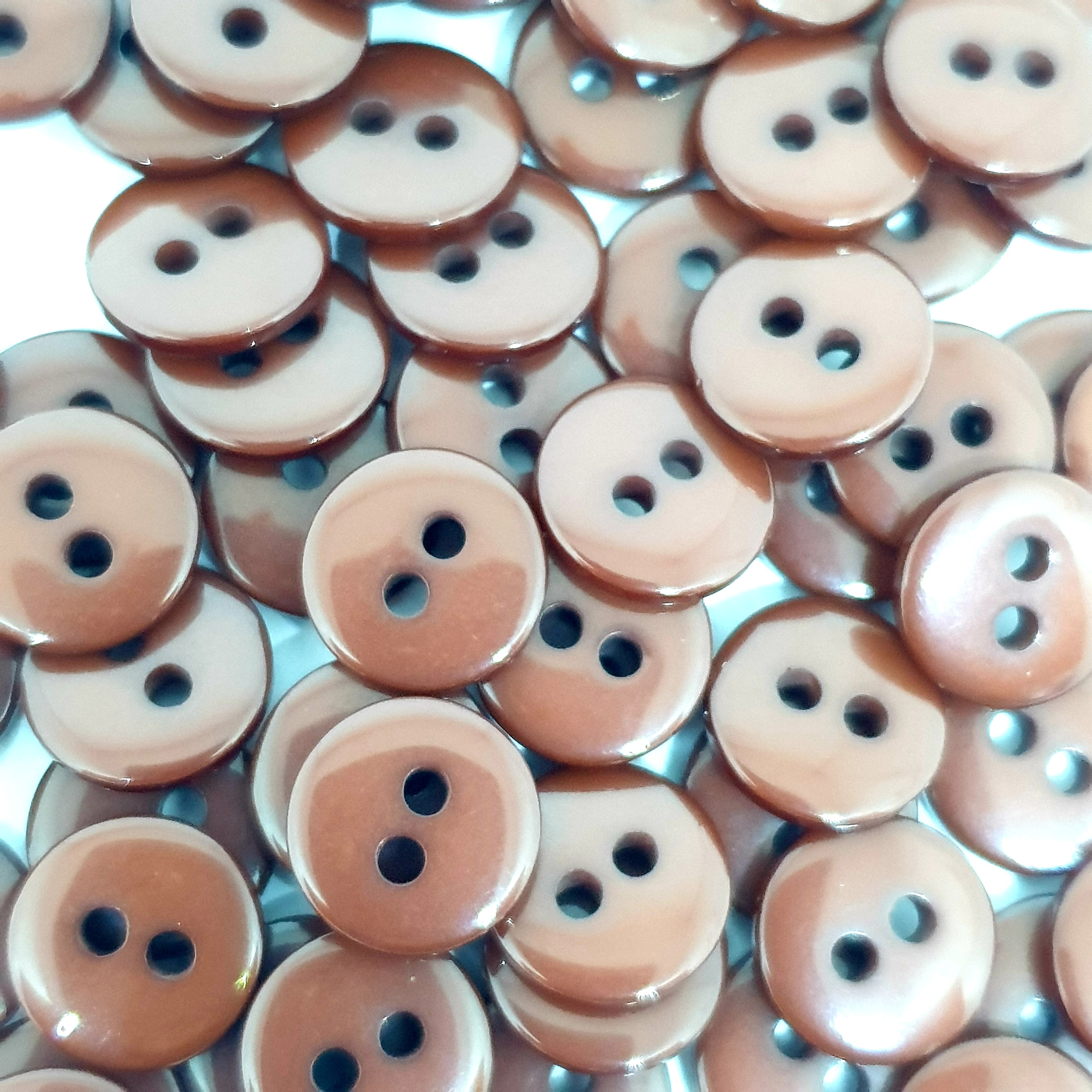 MajorCrafts 120pcs 10mm Dark Brown 2 Holes Small Round Resin Sewing Buttons B25