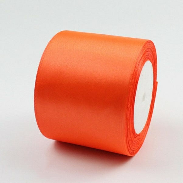 MajorCrafts 75mm 22metres Deep Orange Single Sided Satin Fabric Ribbon Roll R25