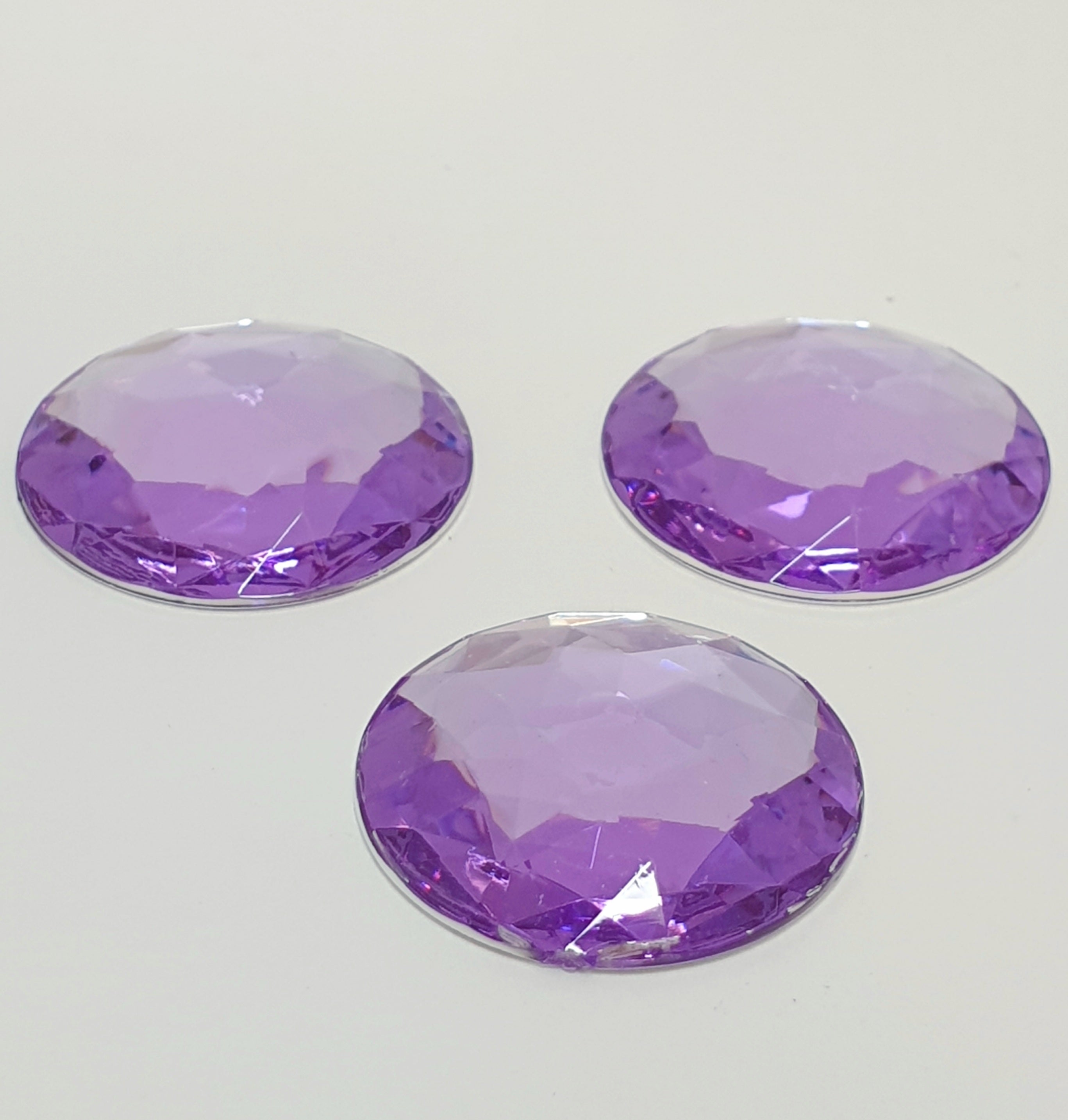 MajorCrafts 12pcs 30mm Lilac Purple Star Facets Flat Back Large Round Acrylic Rhinestones A25