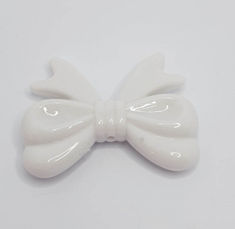 MajorCrafts 4pcs White 46mm x 36mm Large 3D Acrylic Bows D25