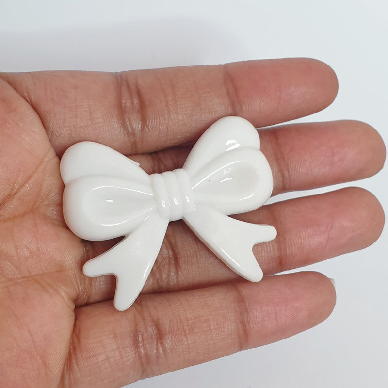 MajorCrafts 4pcs White 46mm x 36mm Large 3D Acrylic Bows D25