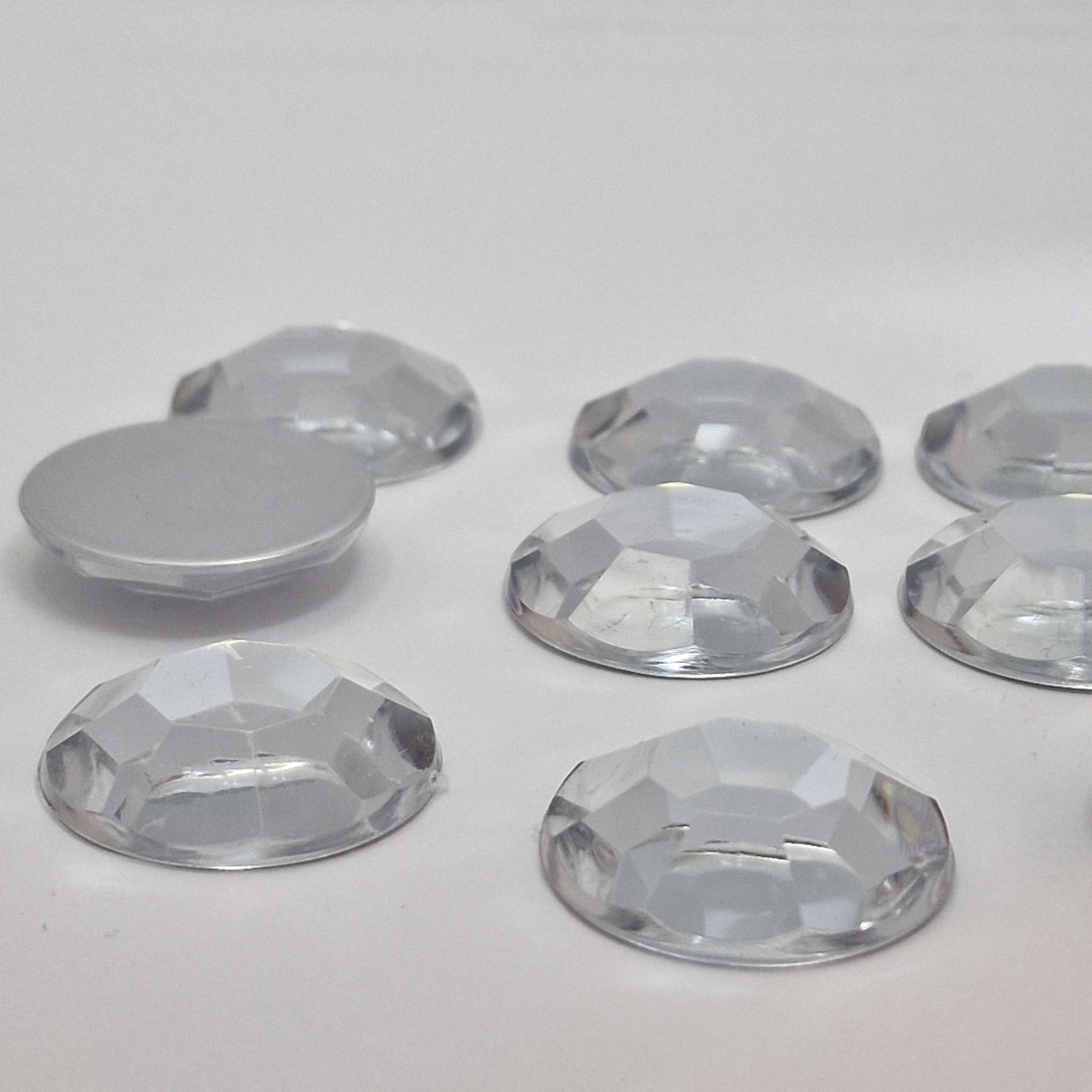 MajorCrafts 20pcs 25mm Crystal Clear Flat Back 8 Facets Large Round High-Grade Acrylic Rhinestones