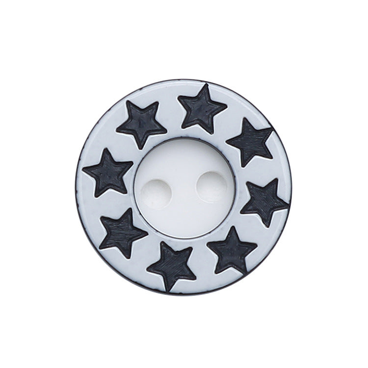 MajorCrafts 48pcs 12.5mm Stars Black & White 2 Holes Small Round Resin Sewing Buttons B26
