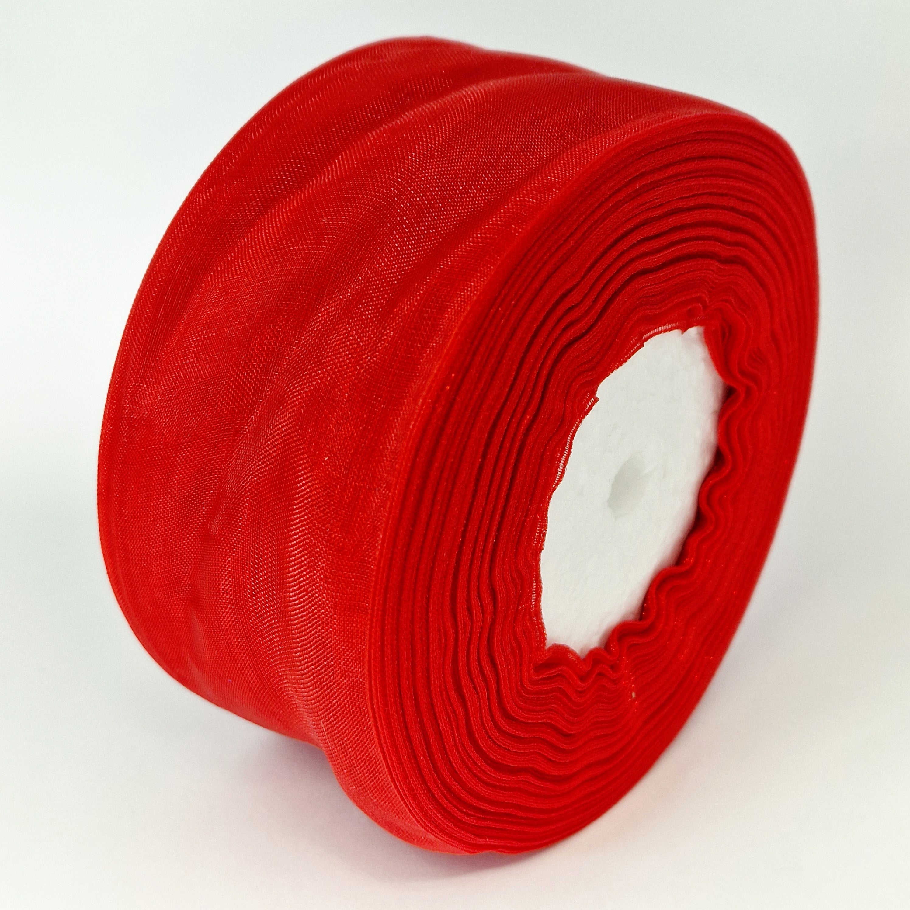 MajorCrafts 50mm 45metres Sheer Organza Fabric Ribbon Roll Red Shade R1026