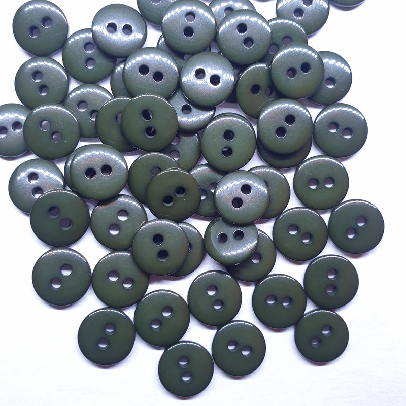 MajorCrafts 120pcs 10mm Dark Army Green 2 Holes Small Round Resin Sewing Buttons B27