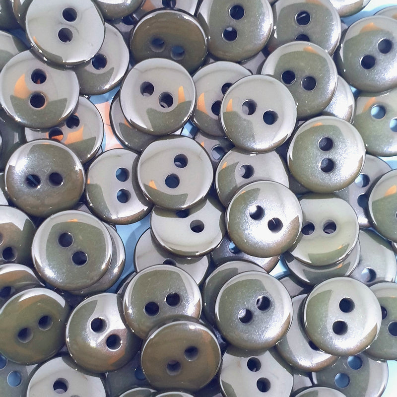 MajorCrafts 120pcs 10mm Dark Army Green 2 Holes Small Round Resin Sewing Buttons B27