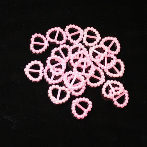 MajorCrafts 80pcs 16mm x 15mm Light Pink Heart Ribbon Buckle Pearls C28