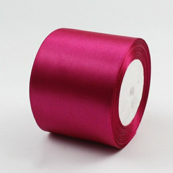 MajorCrafts 75mm wide Dark Rose Pink Single Sided Satin Fabric Ribbon Roll R28
