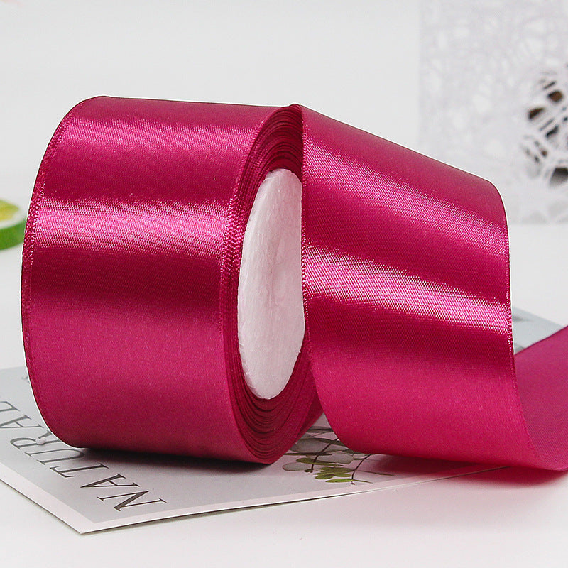 MajorCrafts 50mm 22metres Dark Pink Single Sided Satin Fabric Ribbon Roll R28