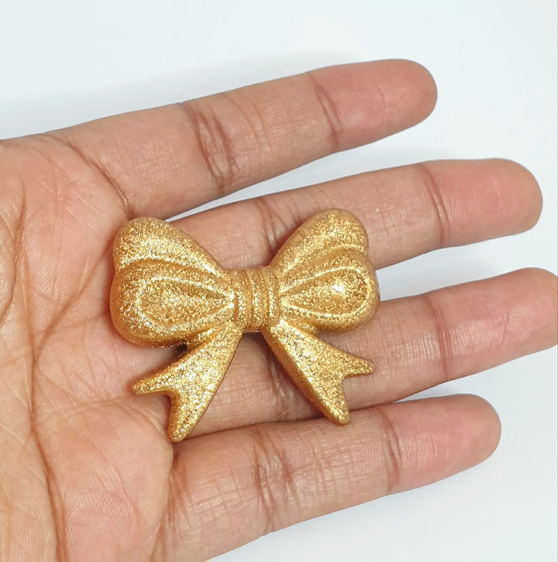 MajorCrafts 4pcs Shimmer Gold 46mm x 36mm Large 3D Acrylic Bows D28