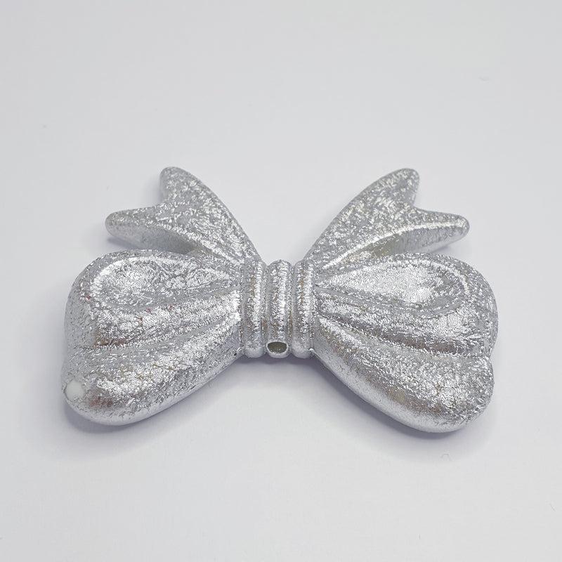 MajorCrafts 4pcs Shimmer Silver 46mm x 36mm Large 3D Acrylic Bows D29