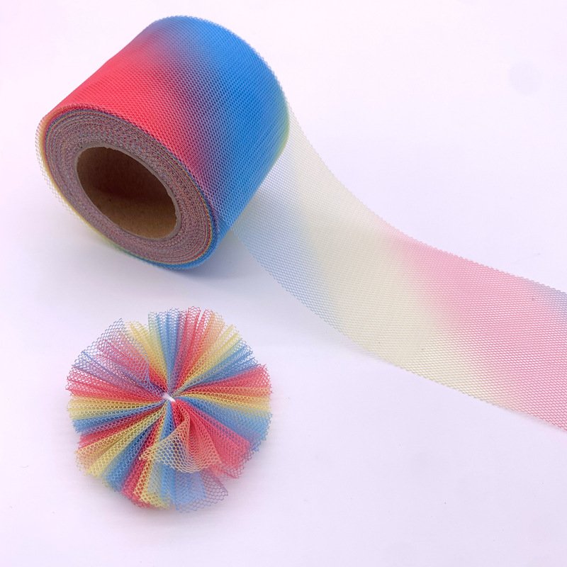 MajorCrafts 60mm 22metres Red Blue Gradient Tulle Mesh Ribbon