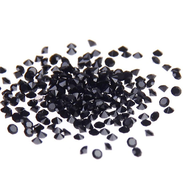MajorCrafts 1400pcs 1.1mm Jet Black Micro Cubic Zirconia Glass Cut Rhinestones C02