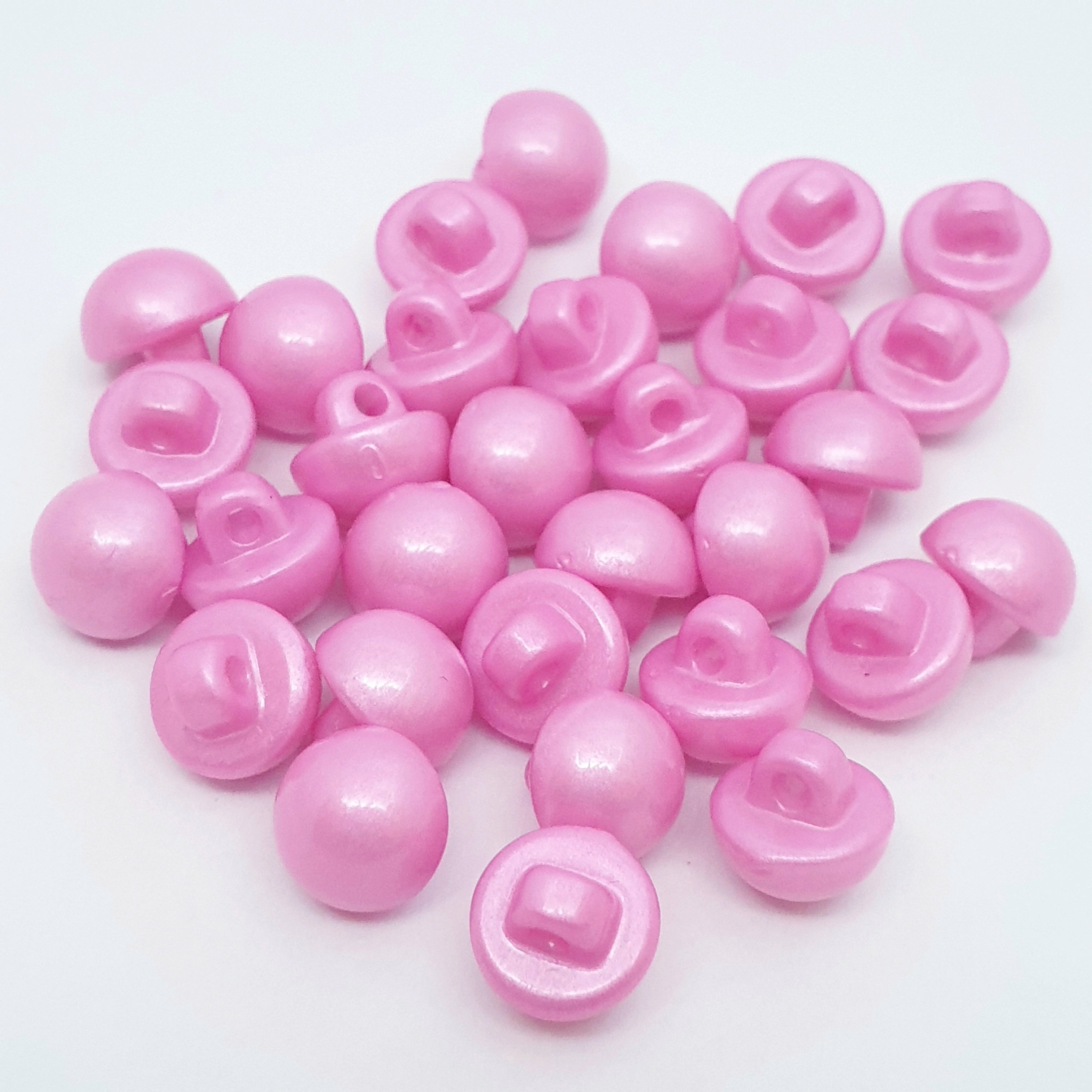 MajorCrafts 30pcs 8mm Light Rose Pink High-Grade Acrylic Small Round Sewing Mushroom Shank Buttons