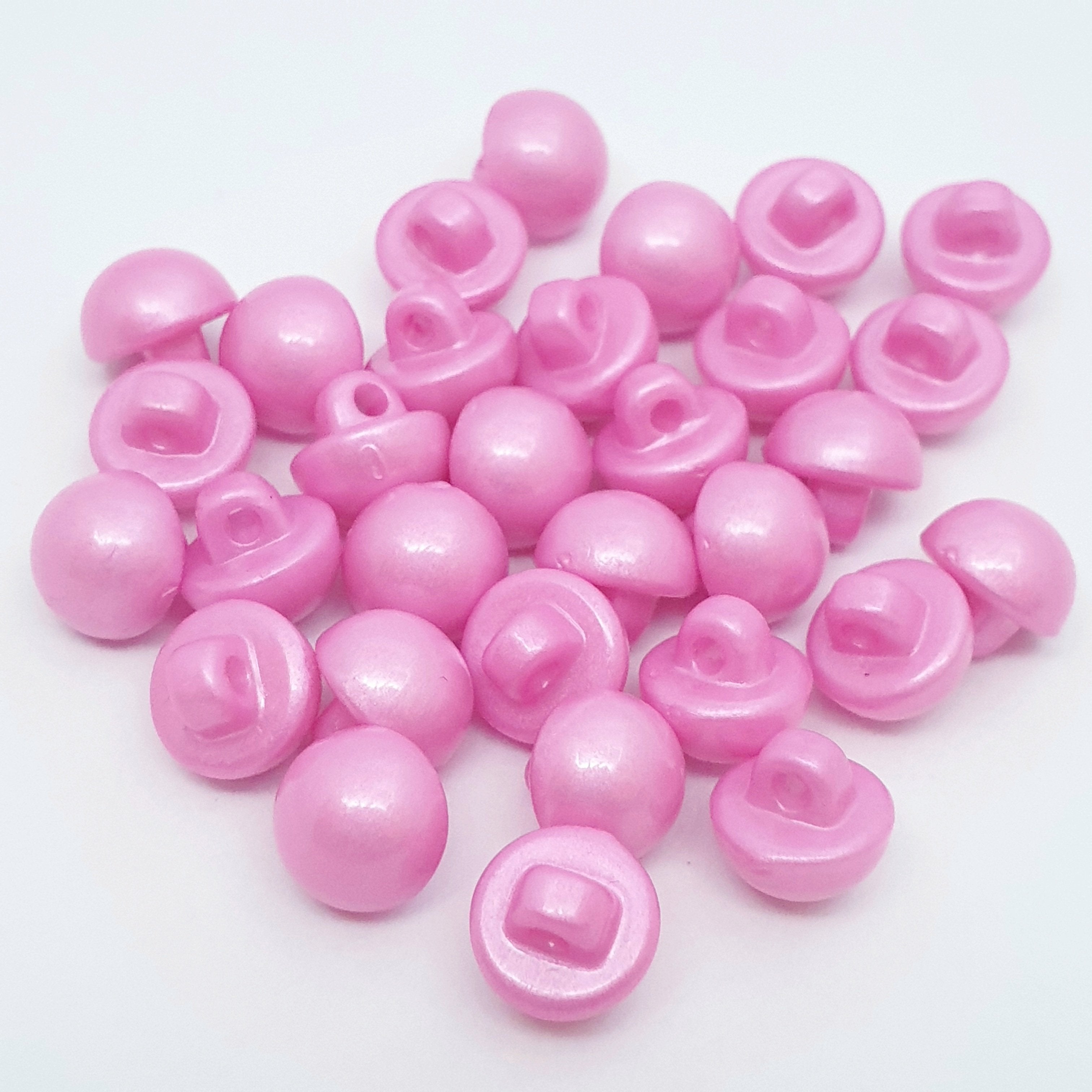 MajorCrafts 30pcs 10mm Light Rose Pink High-Grade Acrylic Small Round Sewing Mushroom Shank Buttons