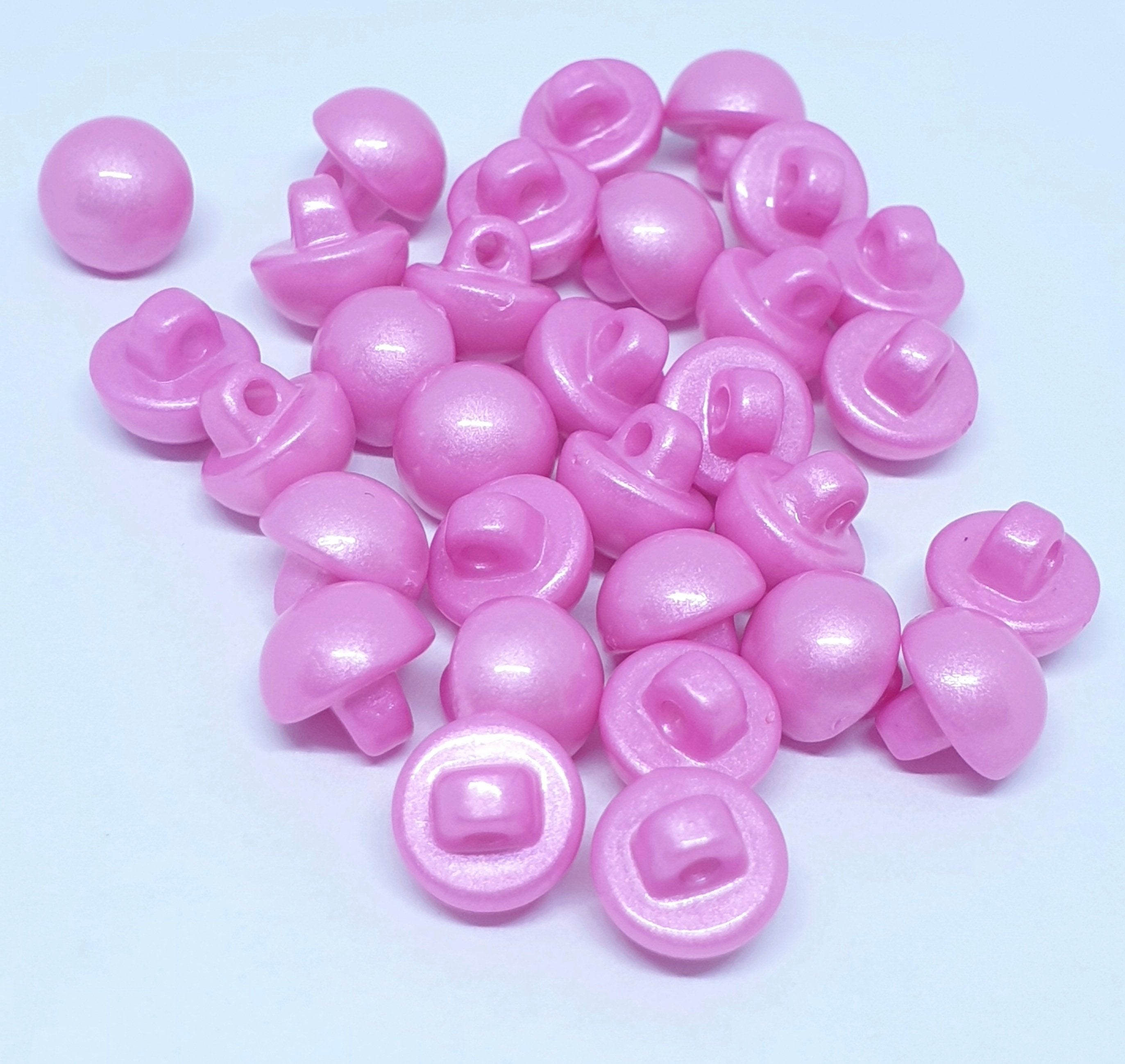 MajorCrafts 30pcs 10mm Light Rose Pink High-Grade Acrylic Small Round Sewing Mushroom Shank Buttons